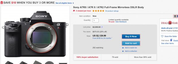 Hot Deal Grey Market Sony A7rii For 2 129 At Ebay Sony Rumors